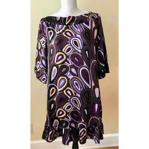 New 💜 $180 Anthropologie WESTON WEAR 100% Silk Mod Tunic Dress 👗 Size L Large